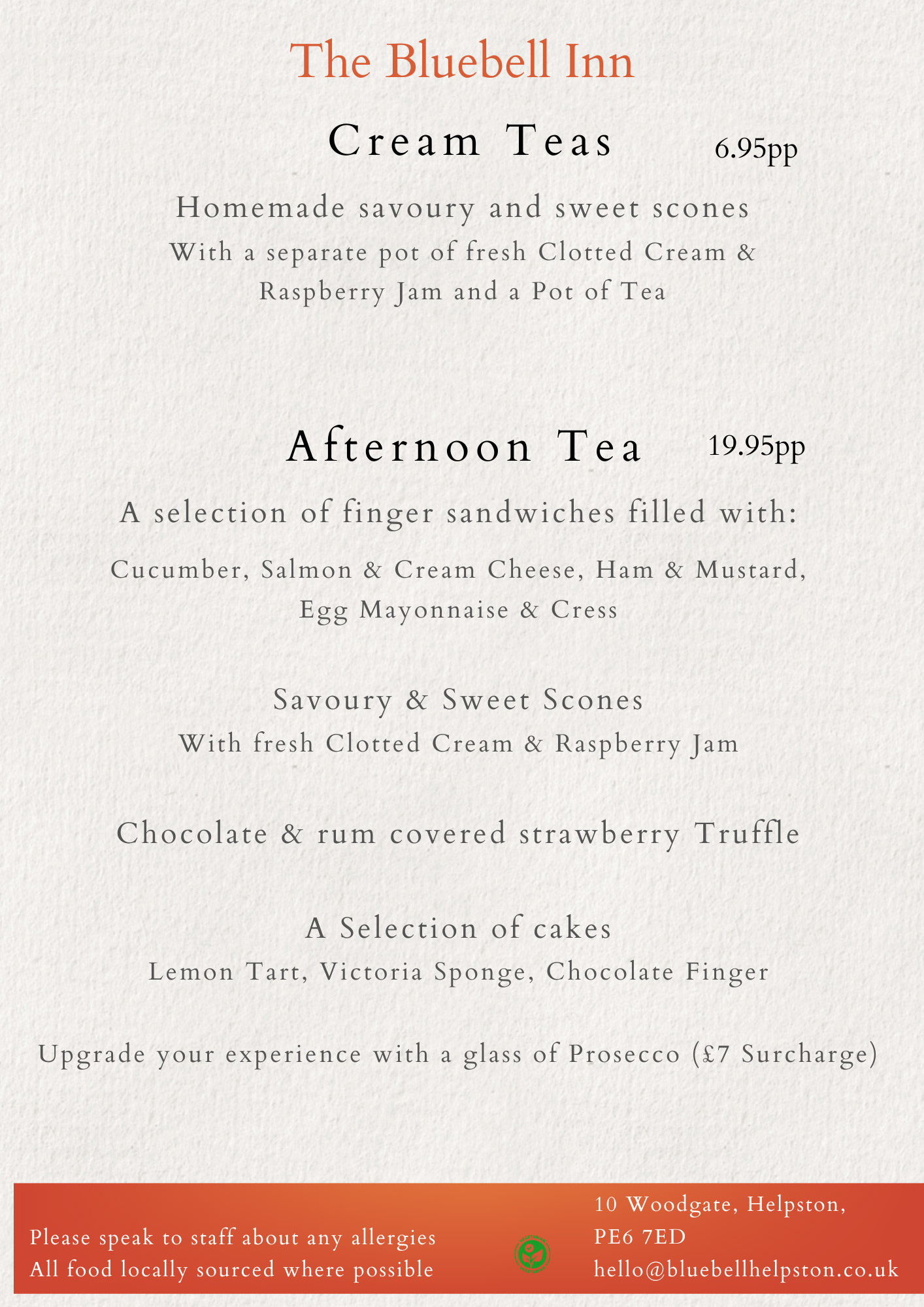 afternoon teas by the Bluebell