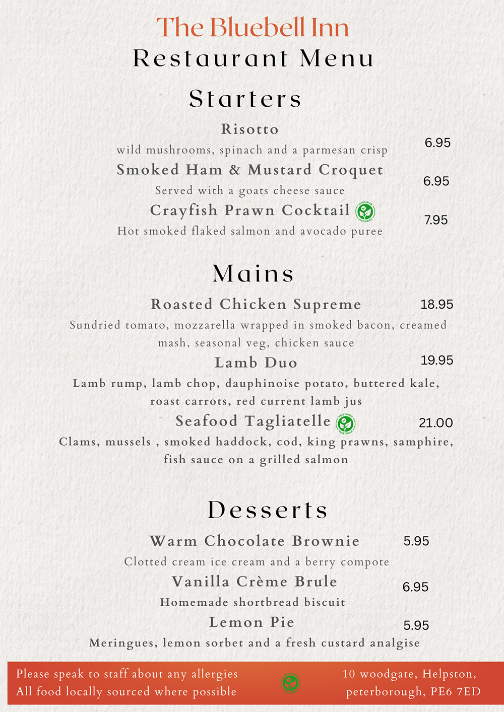 The Bluebell at Helpston | Good food